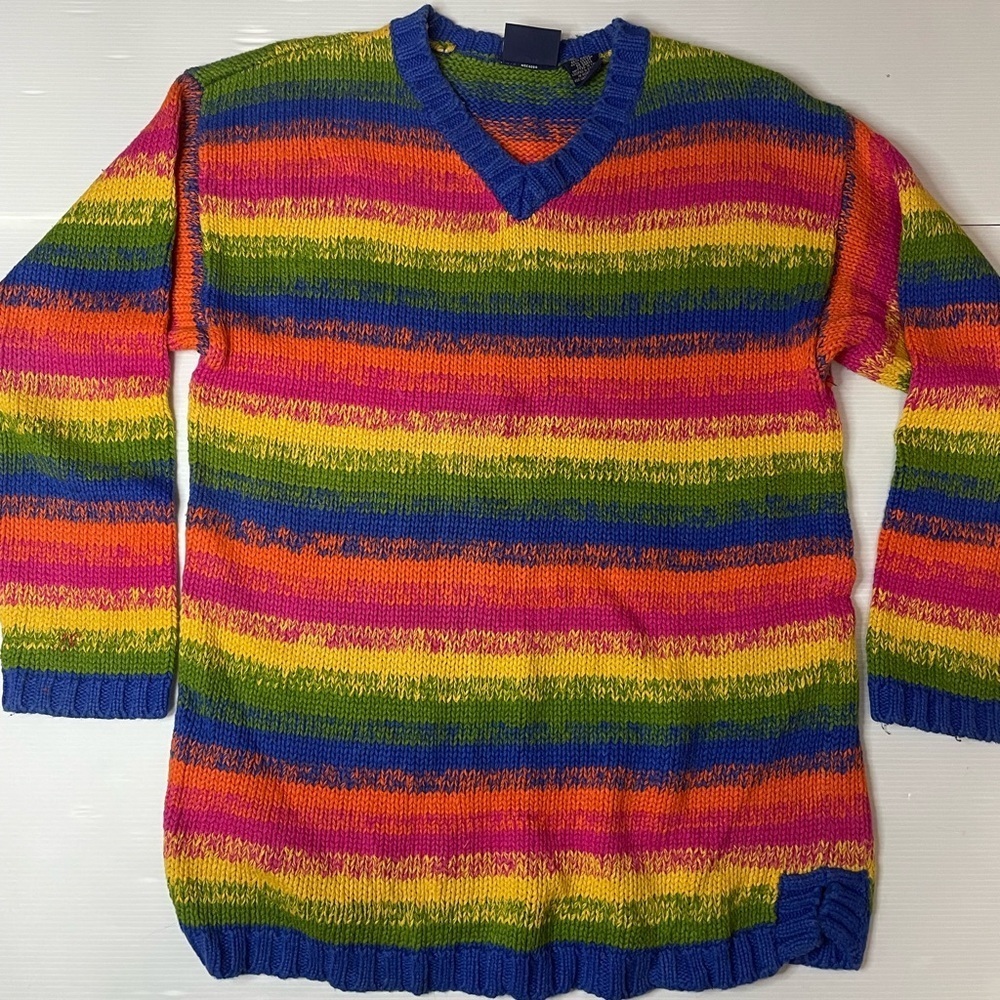 VTG 955 Originals Rainbow Striped Colorful Knit Sweater Womens Small/ Medium